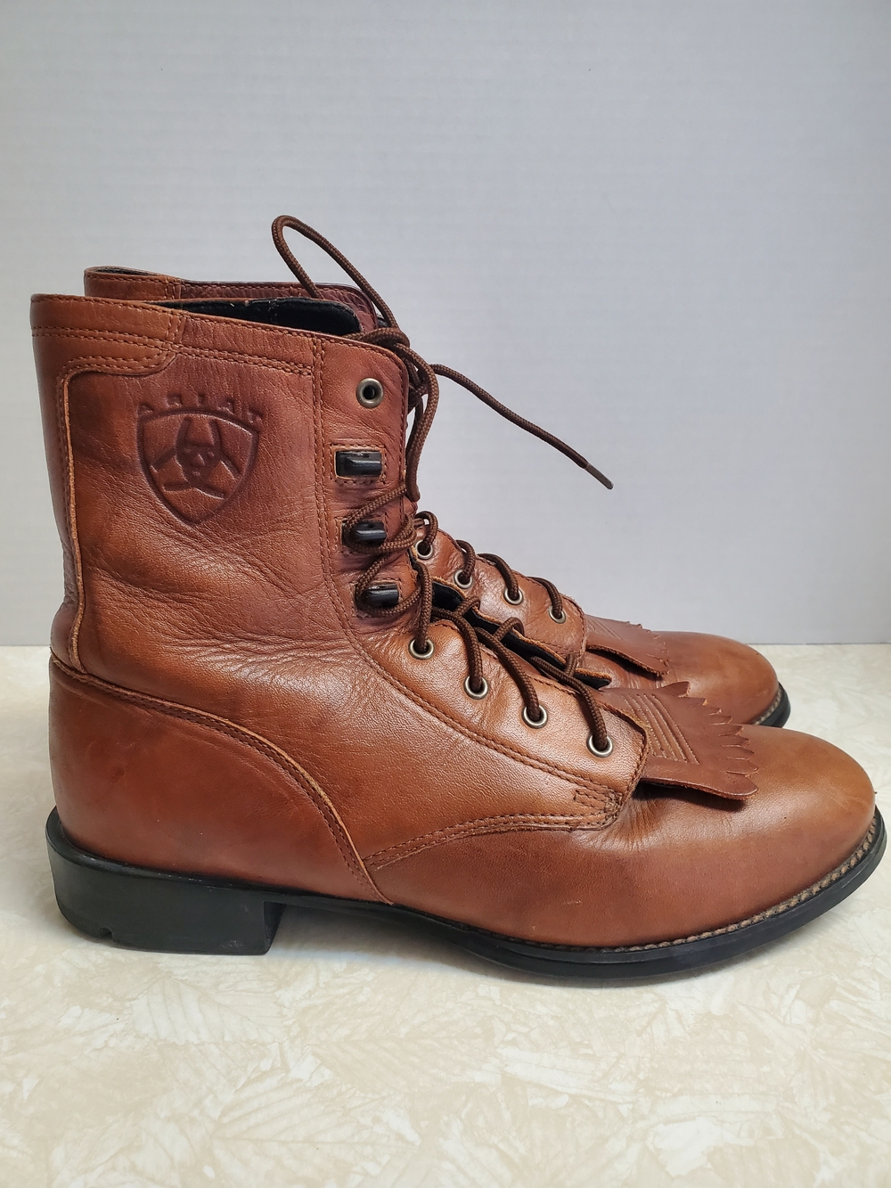 Ariat Chestnut Leather Lace-Up  Boots